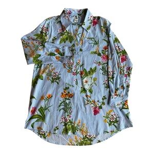 Violet Sky Floral Print Cotton Women's Blouse/Tunic